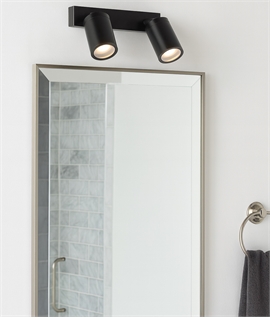 IP44 Rated Black Adjustable Double Spot Wall Light