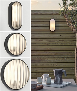 Modern Exterior Bulkhead Lights with Stylish Ribbed Glazing