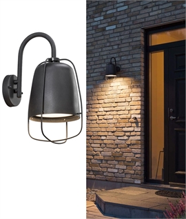 Vintage Style Exterior Caged Wall Light - Black Finish