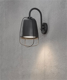 Vintage Style Exterior Caged Wall Light - Black Finish