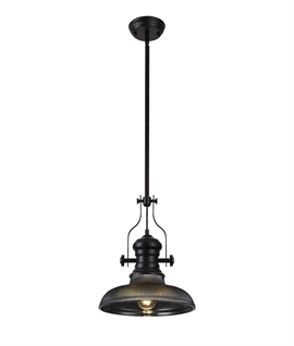 Black Finish Pendant with 30cm Round Glass Shade