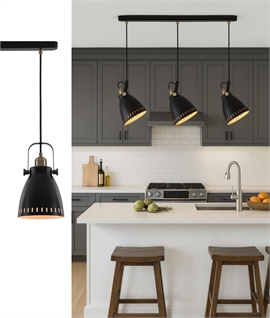 Matt Black Triple Pendant Light with Adjustable Shades