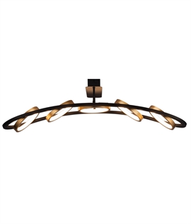 Flush Mounted Black & Gold Linear Pendant - 5 Adjustable Rings Flush Mounted Black & Gold Linear Pendant - 5 Adjustable Rings