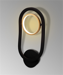 Black & Gold Tilting Ring LED Wall Light 