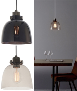 Black Chrome Industrial Pendant with Glass Shade
