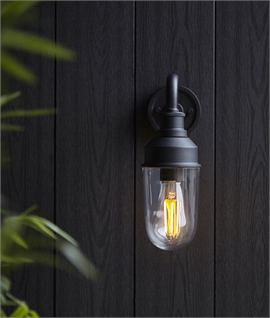 Exterior Black Wall Light - Industrial Style with Swan Neck - IP44