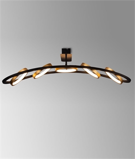 Flush Mounted Black & Gold Linear Pendant - 5 Adjustable Rings Flush Mounted Black & Gold Linear Pendant - 5 Adjustable Rings