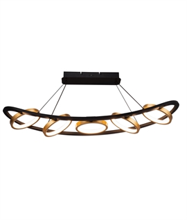 Suspended Black & Gold Linear Pendant - 5 Adjustable Rings Suspended Black & Gold Linear Pendant - 5 Adjustable Rings