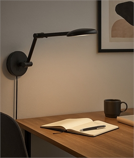 Long Reach & Highly Adjustable Black Wall Light - Touch Dimmable