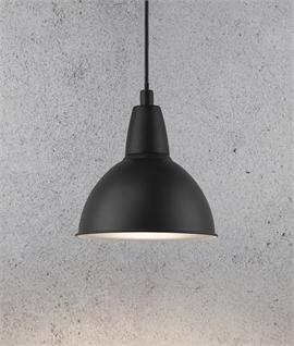 Black Industrial Style Metal Pendant Light with 3m Flex