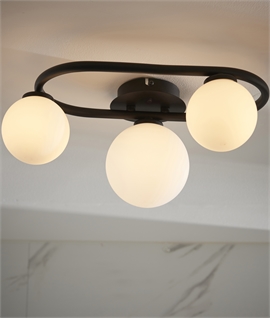 Art Deco Triple Globe Semi-Flush Bathroom Ceiling Light