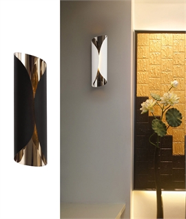 Slim Folded 7w LED Wall Light - White or Black with Chrome