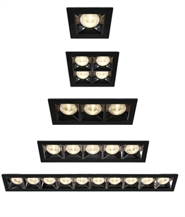 Black Recessed COB LED Spotlights - Dark Chrome Mirror Reflector