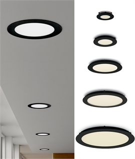 Black Low Profile Recessed Round LED Panels - low-glare general illumination for commercial and domestic applications