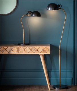 Brass and Black Adjustable Shade Task Table Light 