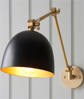 Long Reach Swing Arm Highly Adjustable Wall Light with Metal Shade