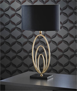 Table Lamp with Black Shade in Antique Gold Leaf 