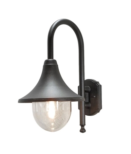 Exterior Black Wall Light in Continental Style with Teardrop Glass
