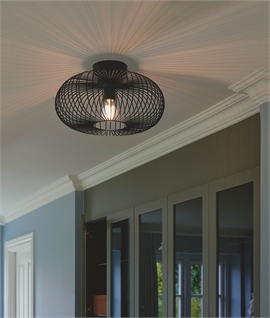 Black Wire Frame Round Wall or Ceiling Light Dia 43cm