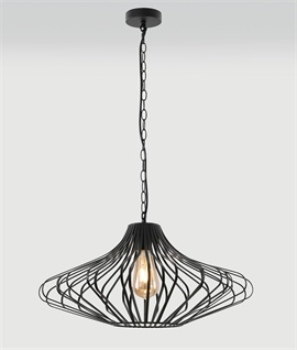 Matt Black Wire Pendant with Chain Suspension