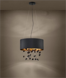 Suspended Drum Light Pendant Decorated with Lava Glass