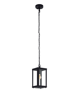 Black Square Exterior Hanging Porch Lantern