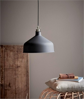 Factory Style Spun Metal Light Pendant - 30cm Diameter