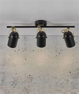 Black Adjustable 3 Lamp Light Bar - Gold Stirrups