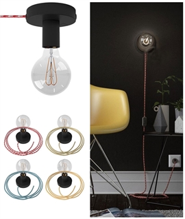 Black Wall or Ceiling Light with Coloured Flex