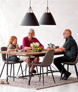 Leather Strap Black Metal Pendant Light Dia 48cm