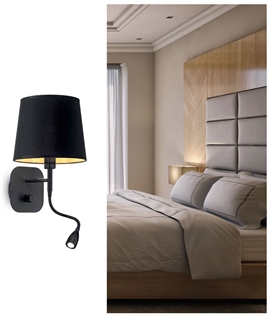 Black Shade and Black Metal Wall Light with LED Adjustable Arm