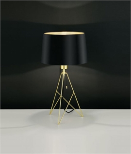 Geometric Triangular Base Table Lamp with Black Shade