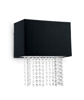 Black Shade Wall Light Featuring Crystal Drops 