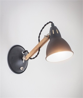 Vintage Style Wall Light with Oak Arm