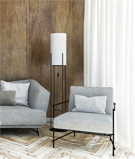 Modern Freestanding Floor Lamp - Black Frame & White Shade