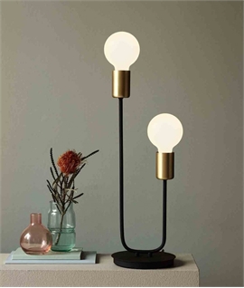 Modern Black & Brass Tube Table Light