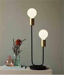 Modern Black and Brass Tube Table Light