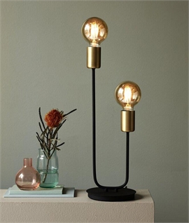 Modern Black and Brass Tube Table Light