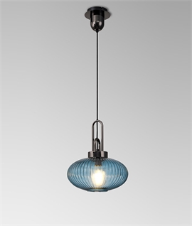 Oval Sphere Petrol Blue Sphere Glass Pendant