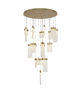 Bonomi Pendant Round 5m, 21 x 4.5W LED, 3000K, 3360lm, Painted Brushed Gold, 3yrs Warranty Item Weight: 34.2kg