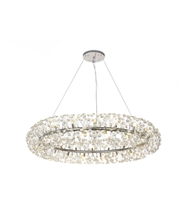 Boyd Pendant 1.4m Ring 36 Light G9 Polished Chrome-Crystal, Item Weight: 19.4kg