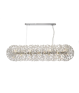 Boyd Oblong Linear Pendant 14 Light G9 Polished Chrome - Crystal (44 extra sets of crystal)