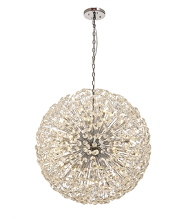 Boyd Pendant 1m Sphere 48 Light G9 Polished Chrome - Crystal, Item Weight: 42.5kg