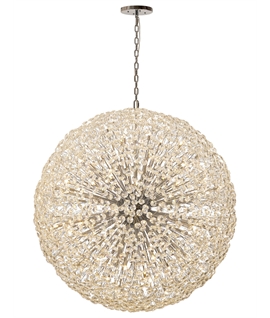 Boyd Pendant 1.5m Sphere 84 Light G9 Polished Chrome - Crystal, Item Weight: 100kg