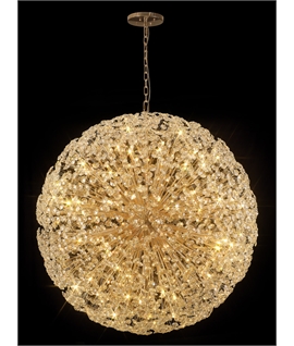 Boyd Pendant 1.5m Sphere 84 Light G9 French Gold - Crystal, Item Weight: 100kg