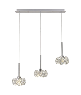 Boyd 3 Light G9 2m Linear Pendant With Polished Chrome And Crystal Shade