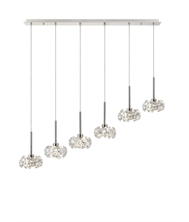 Boyd 6 Light G9 2m Linear Pendant With Polished Chrome And Crystal Shade