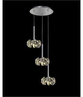 Boyd 3 Light G9 2m Round Pendant With Polished Chrome And Crystal Shade