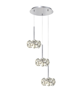 Boyd 3 Light G9 2m Round Pendant With Polished Chrome And Crystal Shade