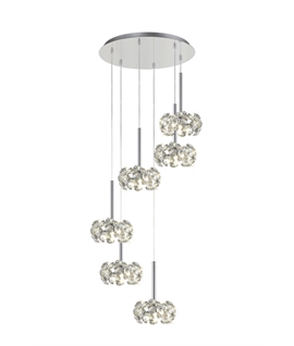 Boyd 6 Light G9 2.5m Round Multiple Pendant With Polished Chrome And Crystal Shade